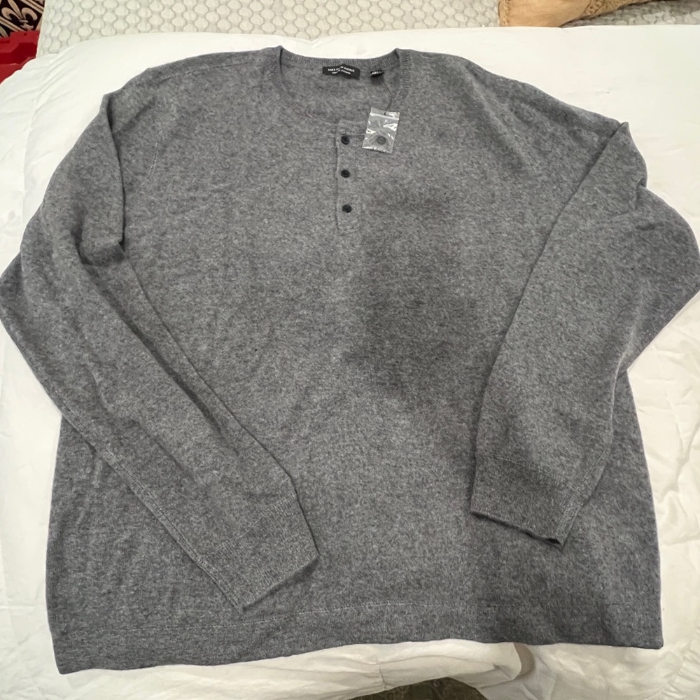 Men’s Saks Fifth Avenue Grey Cashmere Crewneck Sweater